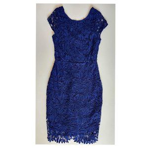 Lulu's/ Blue Lace Cap Sleeve Bodycon Dress-Size Small